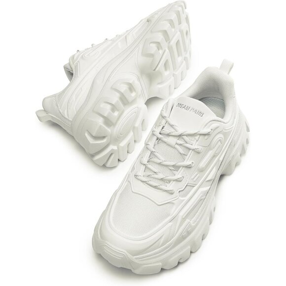 Womens Chunky Fashion Sneakers Platform Bold Lace Up Comfortable Shoes - Picture 2 of 9